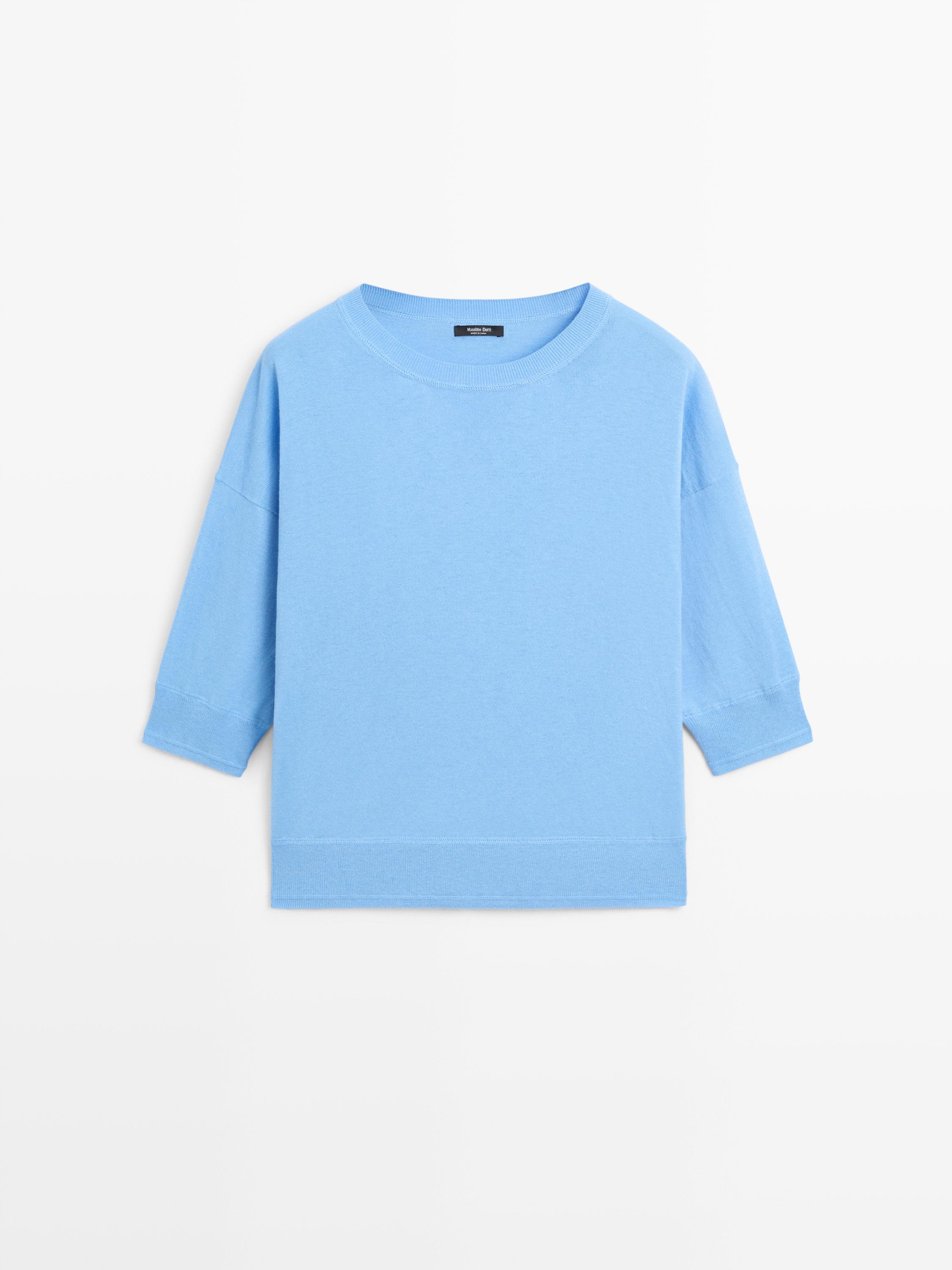 Cotton blend knit sweater